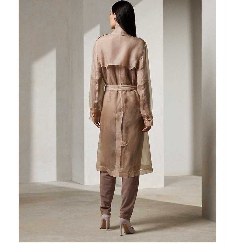 Rare Ralph Lauren Collection Purple Label Jayne Silk Organza Trench Mauve US 2 - Picture 9 of 16
